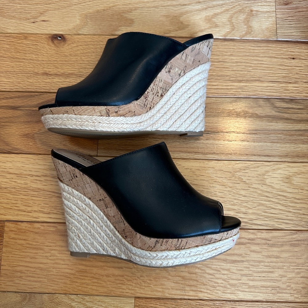 Black Wedge Sandals